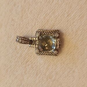 Judith Ripka sterling silver green quartz (prasiolite) and CZ pendant